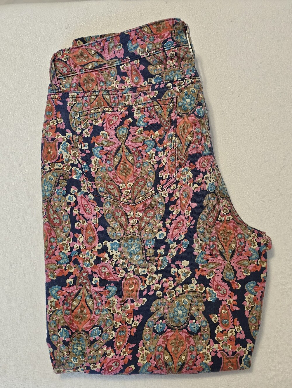 Tommy Hilfiger Floral Skinny Pants Size 16 Multicolor Paisley Stretch Crop